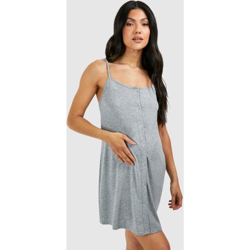 Maternité - Nuisette De Grossesse Boutonnée À Bretelles - 38 - boohoo - Modalova