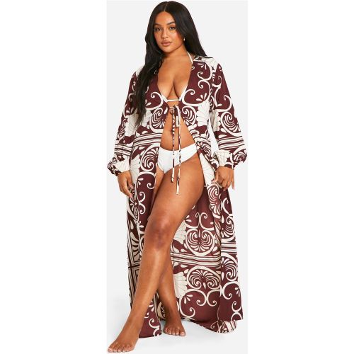 Grande Taille - Robe De Plage Longue À Imprimé Abstrait - 44 - boohoo - Modalova