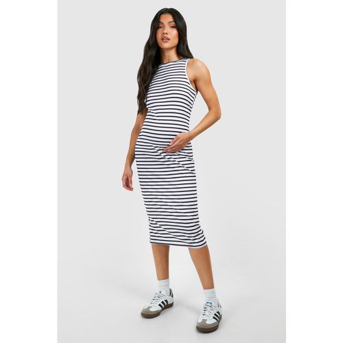 Maternity Stripe Racer Neck Midi Dress - boohoo - Modalova