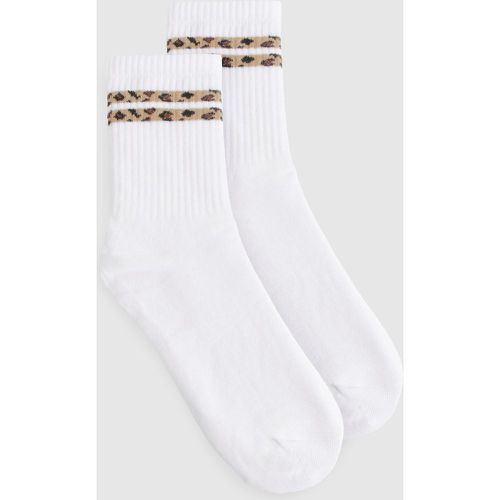 Chaussettes À Rayures Et Imprimé Léopard - One Size - boohoo - Modalova