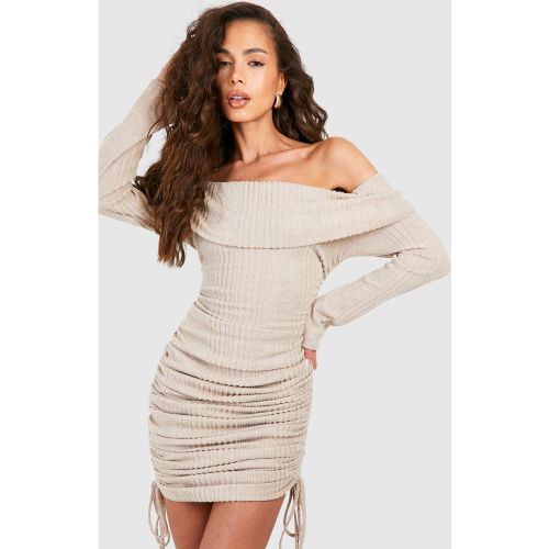 Robe Mi-Longue Côtelée Texturée À Cordon De Serrage - 36 - boohoo - Modalova