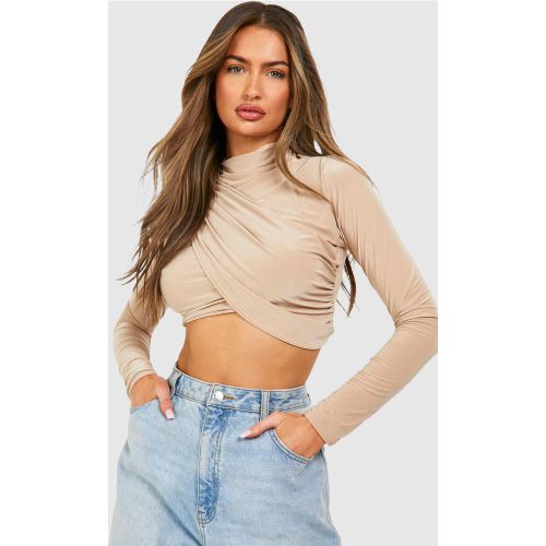 Crop Top Drapé - 34 - boohoo - Modalova