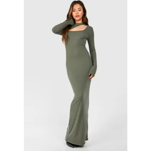 Robe Longue Côtelée À Découpes - 36 - boohoo - Modalova