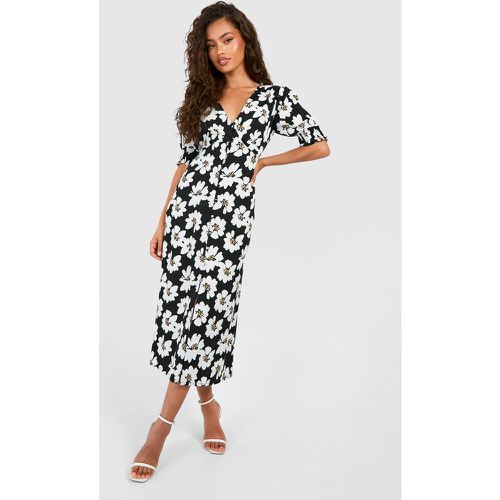 Robe Mi-Longue Froncée Fleurie - 40 - boohoo - Modalova