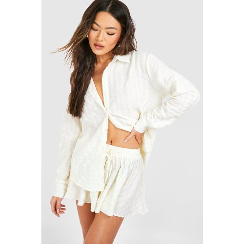 Ensemble Texturé Avec Chemise Oversize Et Short Flare - 34 - boohoo - Modalova