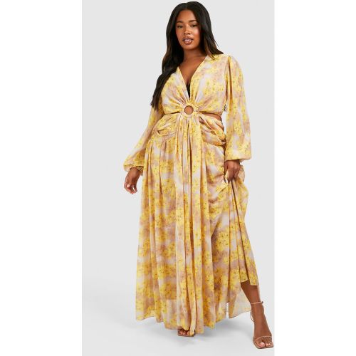 Grande Taille - Robe Longue Découpée Fleurie - 44 - boohoo - Modalova