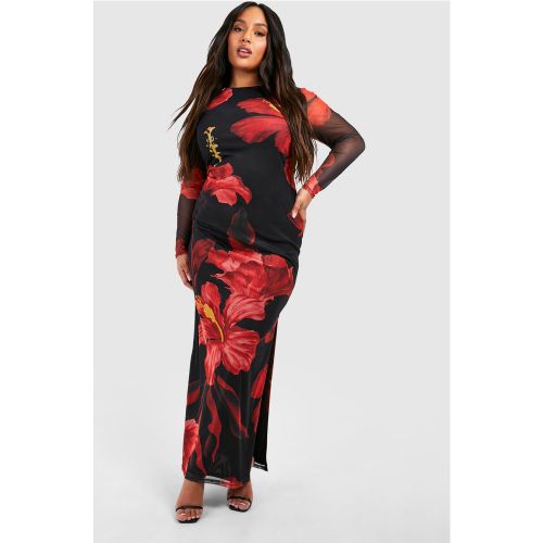 Grande Taille - Robe Longue Fleurie En Mesh - 46 - boohoo - Modalova