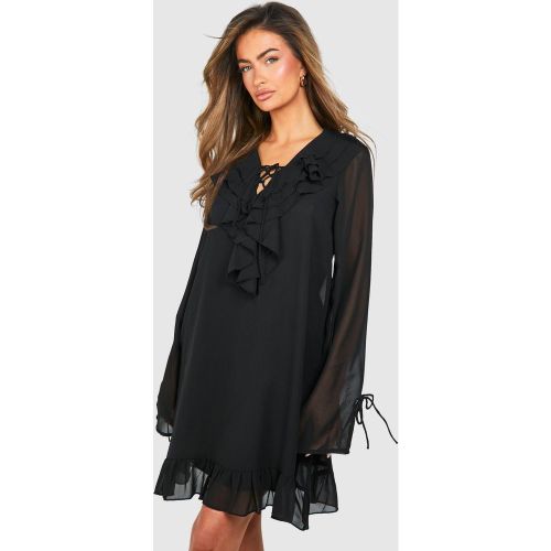 Robe Courte En Mousseline De Soie À Volants - 36 - boohoo - Modalova