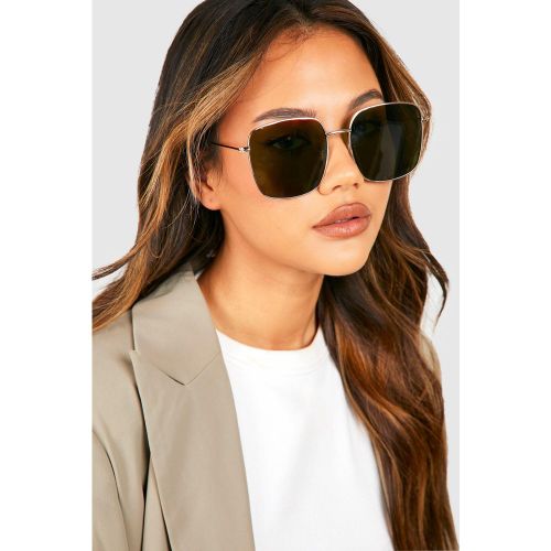 Lunettes De Soleil Carrées En Métal - One Size - boohoo - Modalova