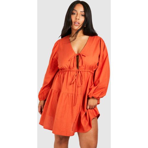 Grande Taille - Robe Patineuse Nouée Tissée - 44 - boohoo - Modalova