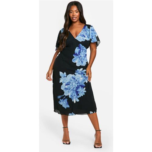 Grande Taille - Robe Mi-Longue Fleurie À Manches Larges - 46 - boohoo - Modalova