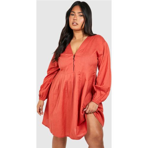 Grande Taille - Robe Babydoll À Col V - 46 - boohoo - Modalova