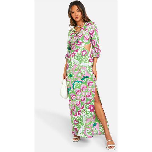 Robe Longue Imprimée En Tissu Crêpe - 40 - boohoo - Modalova