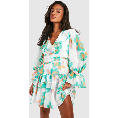 Robe Babydoll Fleurie À Volants - 38 - boohoo - Modalova