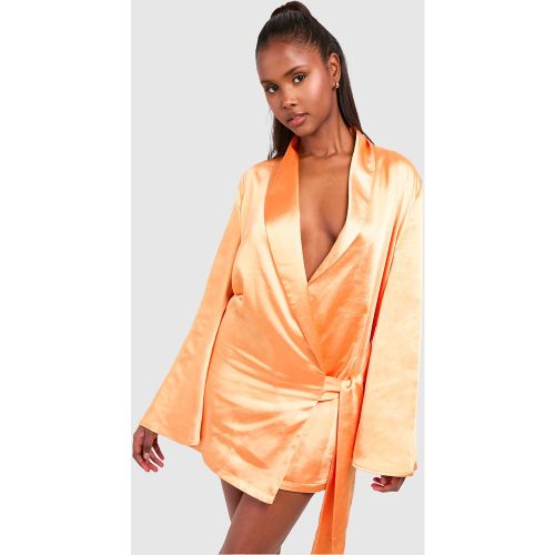 Robe Chemise Cache-Cœur Satinée - 36 - boohoo - Modalova