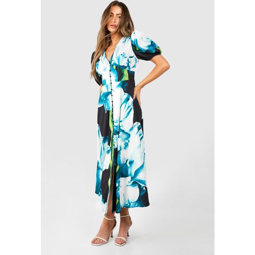 Robe Fleurie À Manches Bouffantes - 38 - boohoo - Modalova