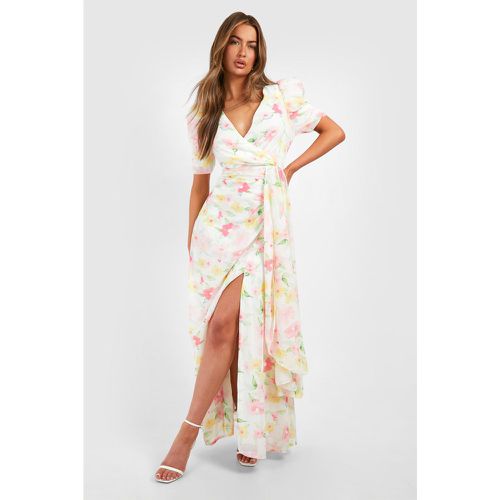 Robe Longue Fleurie Drapée - 40 - boohoo - Modalova