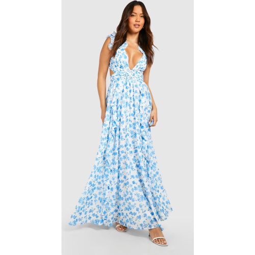 Robe Longue Fleurie À Volants - 38 - boohoo - Modalova