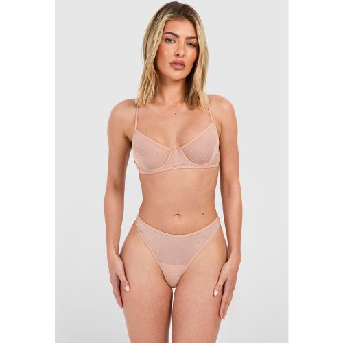 Ensemble Strassé Avec Soutien-Gorge Et String - L - boohoo - Modalova