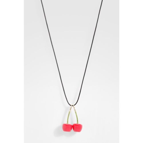 Collier En Velours Côtelé À Pendentif Cerise - One Size - boohoo - Modalova
