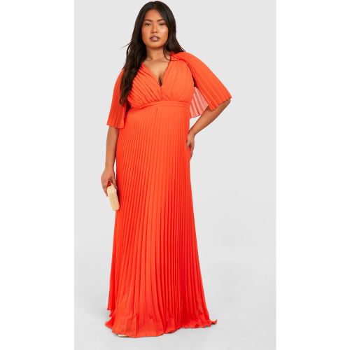 Grande Taille - Robe De Demoiselle D'Honneur Plissée À Manches Capées - 44 - boohoo - Modalova