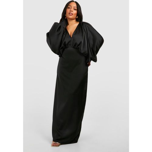 Grande Taille - Robe Longue Satinée Décolletée - 48 - boohoo - Modalova
