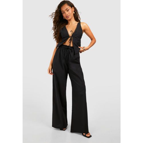 Ensemble Avec Top Noué À Bordures En Dentelle Et Pantalon Large - 34 - boohoo - Modalova