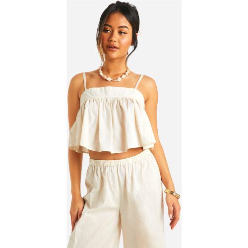 Crop Top À Col Carré - Blanc Écru - 34, Blanc Écru - boohoo - Modalova