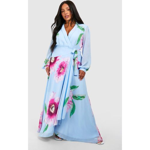 Plus" Floral Print Long Sleeve Wrap Maxi Dress - boohoo - Modalova
