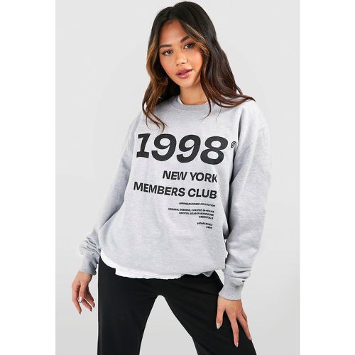 New York Members Club Slogan Oversized Sweatshirt - boohoo - Modalova