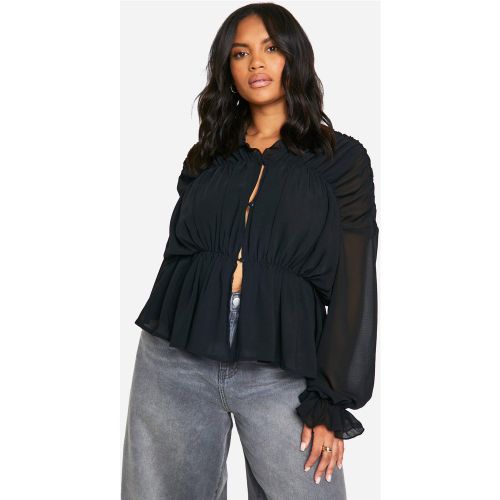 Grande Taille - Blouse Texturée À Volants - 50 - boohoo - Modalova