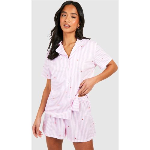 Petite" - Ensemble De Pyjama À Rayures Fines Et Manches Courtes - 34 - boohoo - Modalova