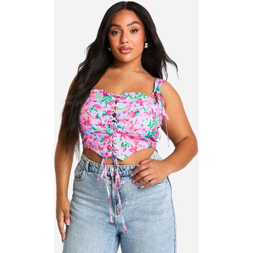 Grande Taille - Corset Fleuri À Lacets - 46 - boohoo - Modalova