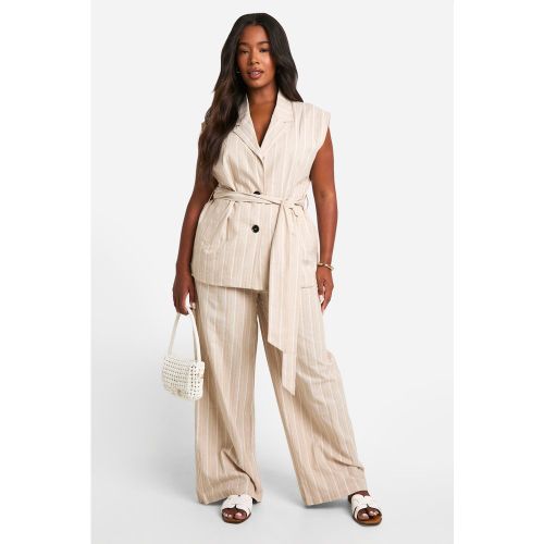 Grande Taille - Pantalon Rayé - Blanc Écru - 44, Blanc Écru - boohoo - Modalova