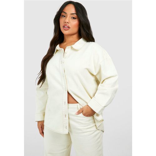Plus" Denim Oversized Denim Shirt - Blanc Écru - 20, Blanc Écru - boohoo - Modalova