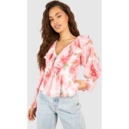 Blouse Fleurie À Volants - 38 - boohoo - Modalova