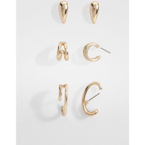 Abstract Three Pack Earrings - boohoo - Modalova