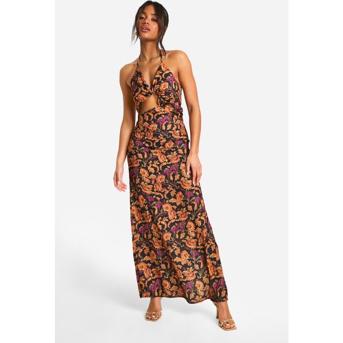 Robe Longue Fleurie À Découpes - 40 - boohoo - Modalova