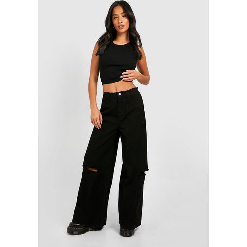 Petite" - Jean Large Délavé Taille Basse - 38 - boohoo - Modalova