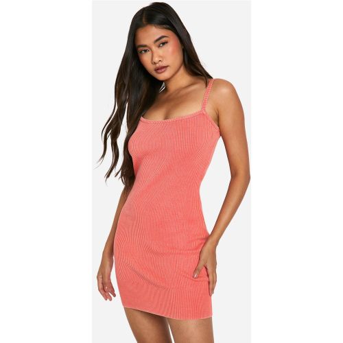 Robe Courte Délavée En Maille Côtelée - 36 - boohoo - Modalova