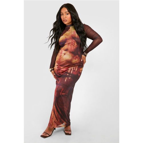 Grande Taille - Robe Longue En Mesh À Manches Longues - 52 - boohoo - Modalova