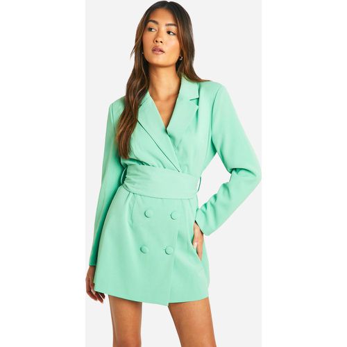 Obi Tie Waist Tailored Blazer Dress - Vert Émeraude - 10, Vert Émeraude - boohoo - Modalova