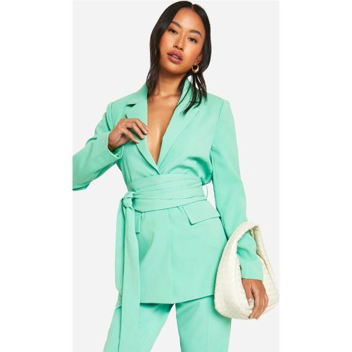 Blazer De Tailleur Noué - Vert Émeraude - 34, Vert Émeraude - boohoo - Modalova