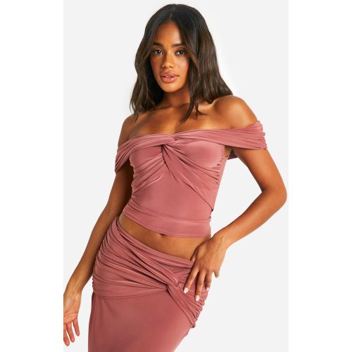 Crop Top Moulant À Col Bateau - 34 - boohoo - Modalova