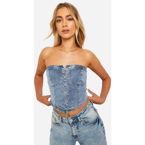Corset En Jean À Lacets - 34 - boohoo - Modalova