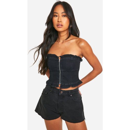 Corset En Jean À Volants - 34 - boohoo - Modalova