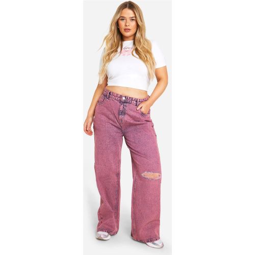 Grande Taille - Jean Large Délavé - 56 - boohoo - Modalova
