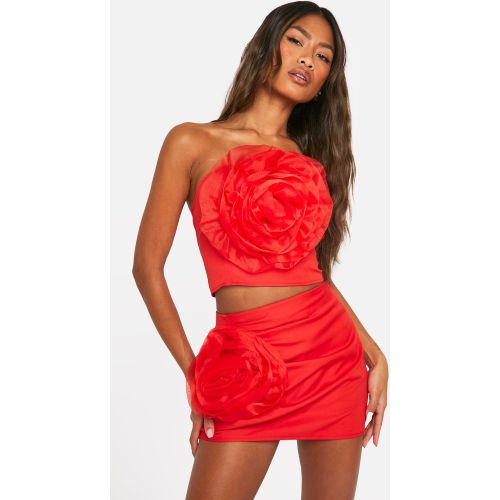 Top Bandeau À Rose En Tulle - 38 - boohoo - Modalova