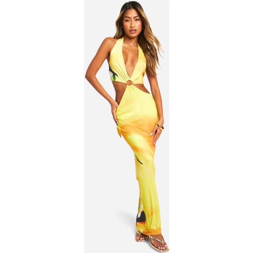 Robe Longue À Découpes Et Bordures Dorées - 42 - boohoo - Modalova