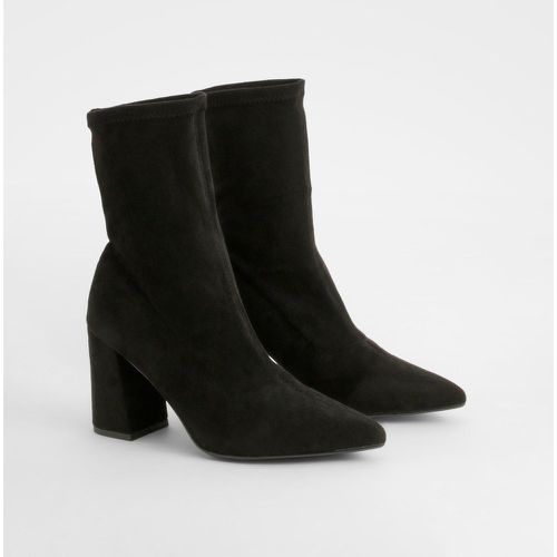 Bottines Pointues En Faux Daim À Talon Carré - 39 - boohoo - Modalova